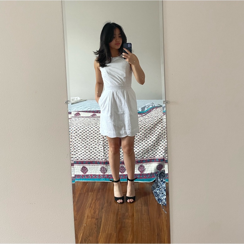 Lauren James Seersucker Scallop Hem Dress